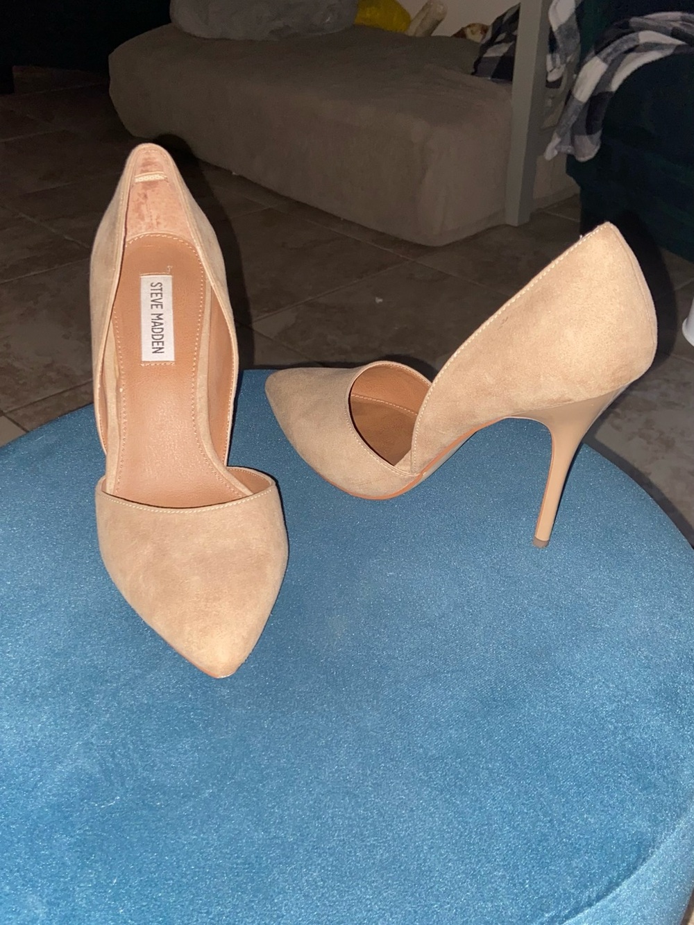 Steve Madden Beige Suede D'Orsay Pointed-Toe Heels